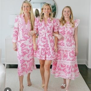 NWT SAIL TO SABLE Pink & White Print Cotton Tunic Shift
Long Midi Dress